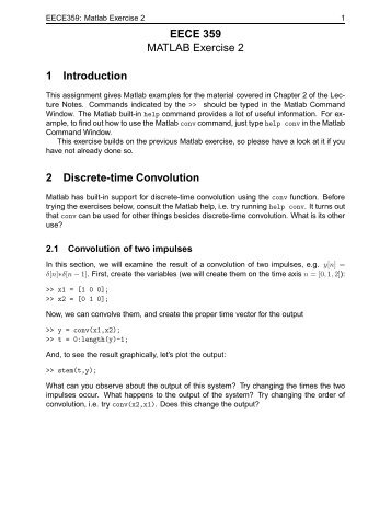 EECE 359 MATLAB Exercise 2 1 Introduction 2 Discrete-time ...