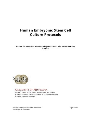 Human Embryonic Stem Cell Culture Protocols