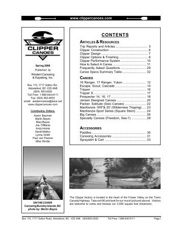 CONTENTS - Clipper Canoes