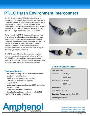 PT/LC Harsh Environment Interconnect - Amphenol Fiber Optic ...