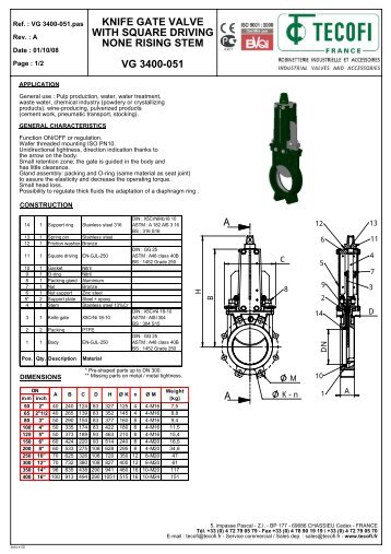 KNIFE GATE VALVE WITH SQUARE DRIVING NONE RISING STEM ...