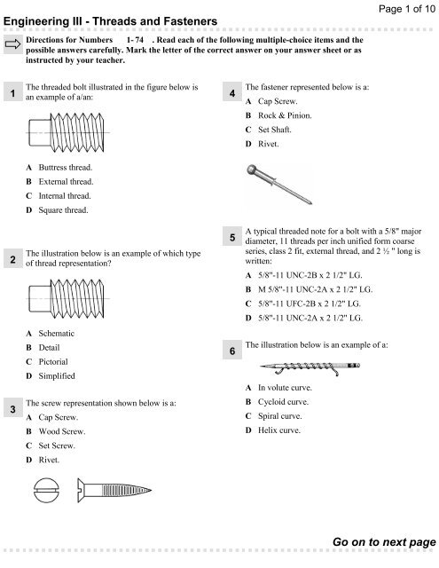 Unified Screw Thread Chart Pdf