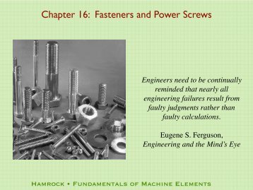 Chapter 16: Fasteners and Power Screws