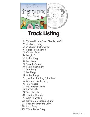 Track Listing Track Listing - Handwriting Without Tears