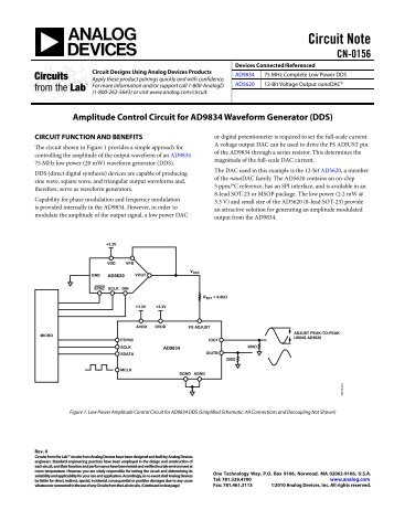 Amplitude Control Circuit for AD9834 Waveform Generator (DDS ...