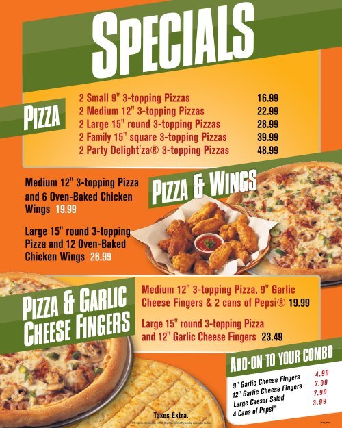 Pizza discount delight menu
