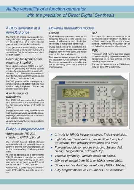 TG1010A 10MHz DDS Function Generator with Arbitrary ... - ratolab