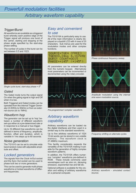 TG1010A 10MHz DDS Function Generator with Arbitrary ... - ratolab