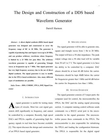 The Design and Construction of a DDS based Waveform Generator
