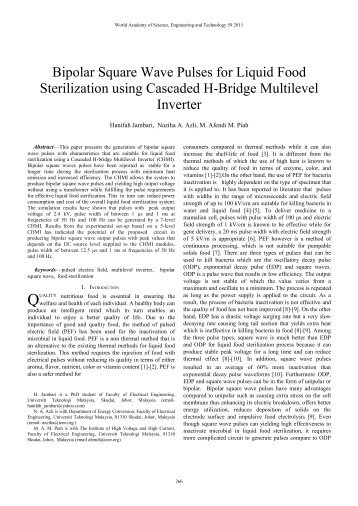 Bipolar Square Wave Pulses for Liquid Food Sterilization using ...