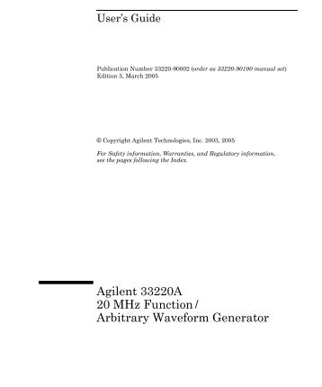 Agilent 33220A 20 MHz Function / Arbitrary Waveform Generator