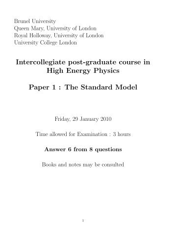 Paper 1 - UCL HEP Group