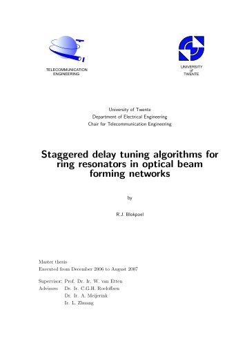 Staggered delay tuning algorithms for ring resonators in optical ...