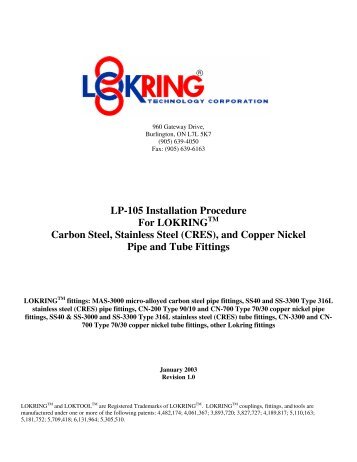 LP-105 Installation Procedure For LOKRING Carbon ... - Jergo AS