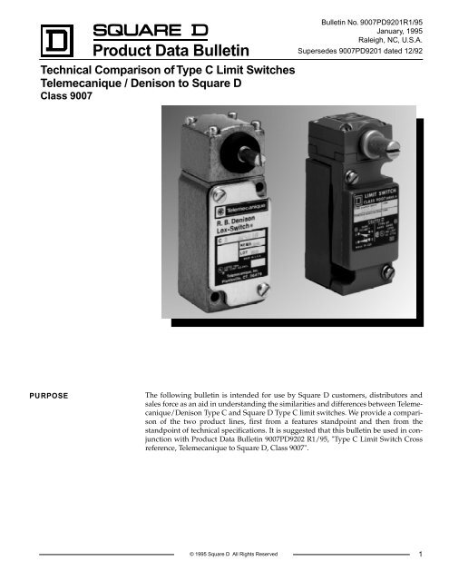 Square D Ruling Type Technical Comparison of Type C Limit Switches ... - Square D