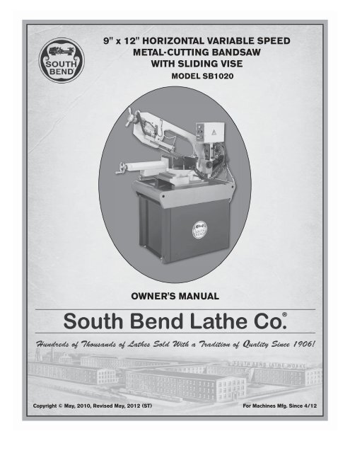 How To Run A Lathe South Bend vintage 1914 user manual CD-ROM 