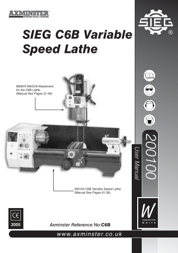 SIEG C6B Variable Speed Lathe - Axminster Tool Centre