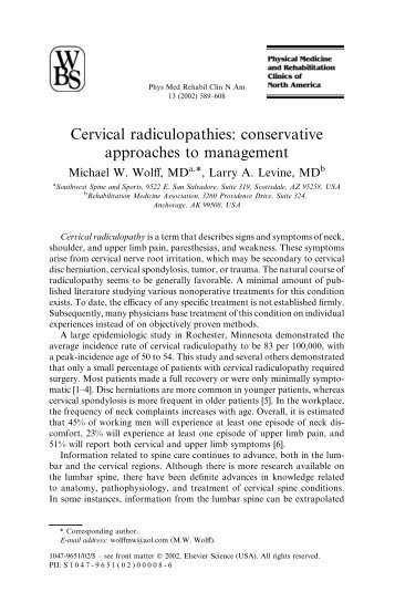 Cervical radiculopathies: conservative ... - Neck Pain Relief