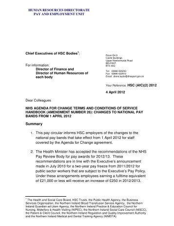 HSC (AfC)(2) 2012 - NHS Agenda for Change - Department of ...