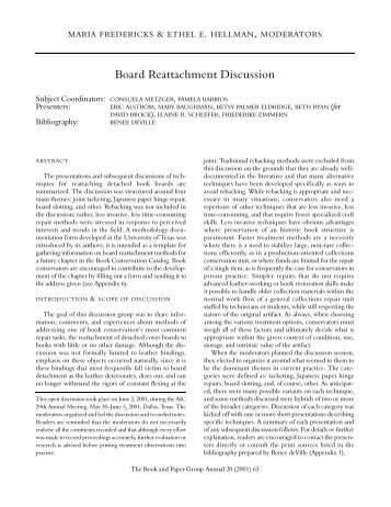 Board Reattachment Discussion - American Institute for Conservation