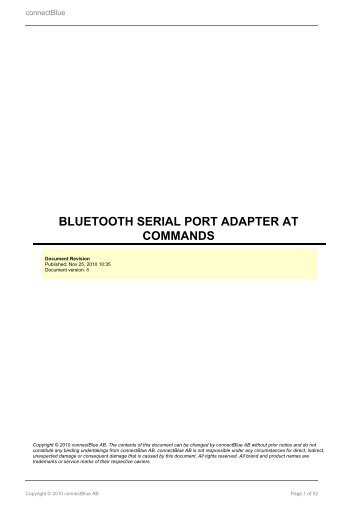 BLUETOOTH SERIAL PORT ADAPTER AT COMMANDS