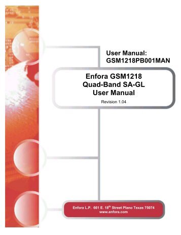 Enfora GSM1218 Quad-Band SA-GL - User Manual - SE Spezial ...