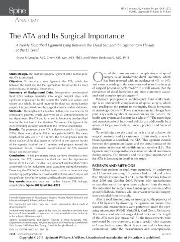 The ATA and Its Surgical Importance - School of Medicine