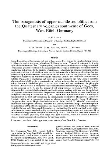 The paragenesis of upper-mantle xenoliths from the - Mineralogical ...