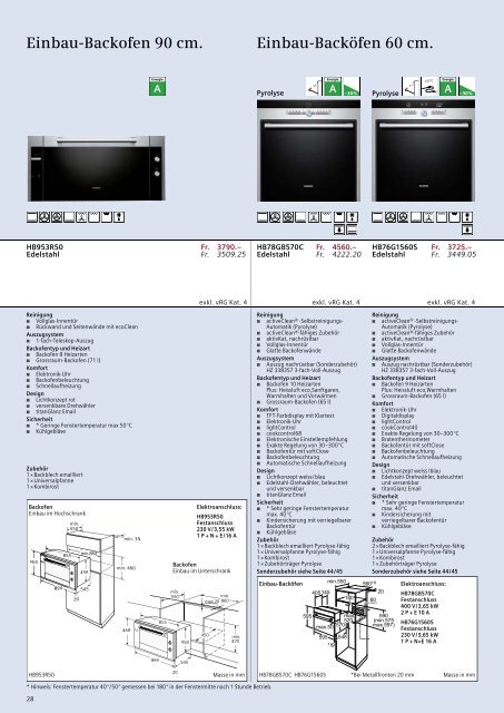 Einbau-Backöfen 60 cm. Einbau-Backofen 90 cm. - Lemm Bever