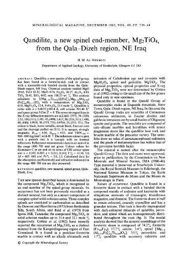 Qandilite, a new spinel end-member, Mg2TiO4, from the Qala-Dizeh ...