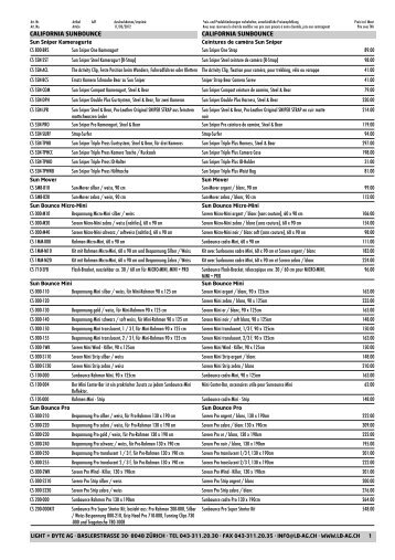 CALIFORNIA SUNBOUNCE CALIFORNIA ... - bei der Light + Byte AG
