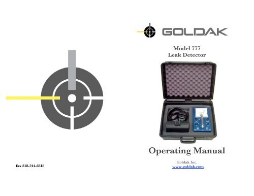 Model 777 Leak Detector Operating Manual - GOLDAK