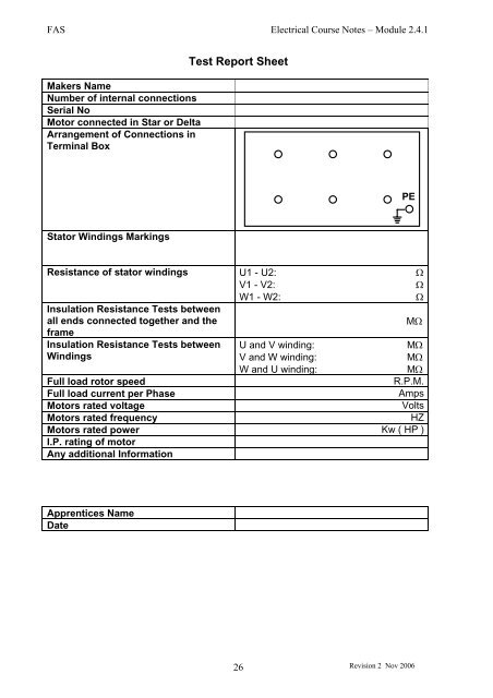 Trade of Electrician Induction Motors COURSE NOTES - eCollege