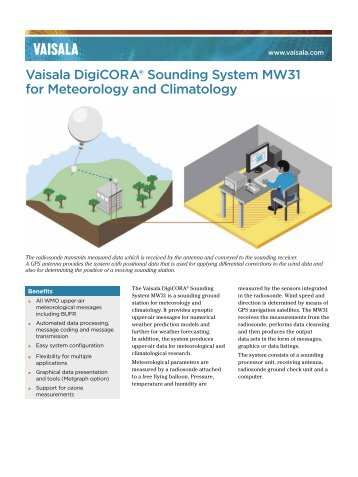 Vaisala DigiCORA® Sounding System MW31 for Meteorology and ...