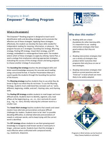 Empower™ Reading - Hamilton-Wentworth District School Board