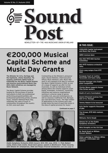 €200,000 Musical Capital Scheme and Music Day Grants - Siptu