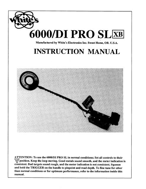 Coinmaster 6000 Di Pro SL XB - White's Metal Detectors