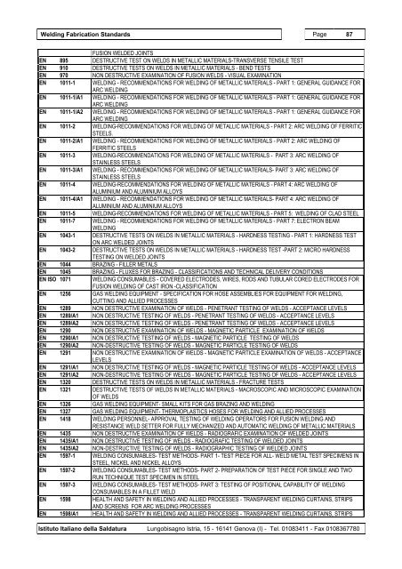 Welding Fabrication Standards - EWF