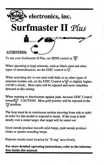 Surfmaster II Plus - White's Metal Detectors