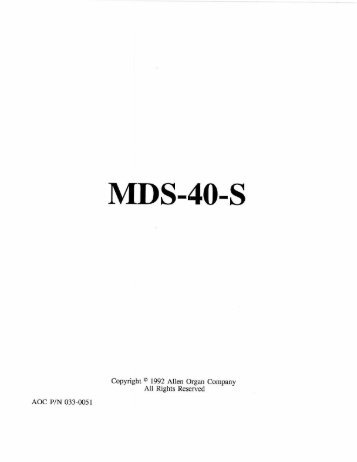 MDS-40-S - Allen Organ Company