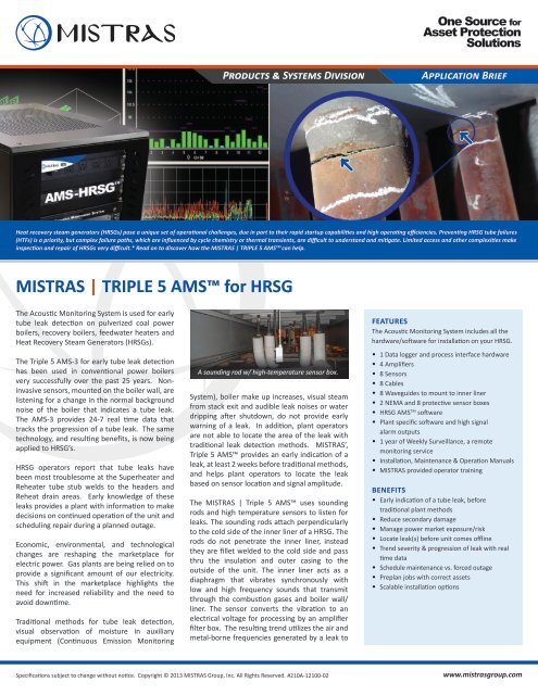 AMS ™ for Heat Recovery Steam Generators - MISTRAS Group, Inc.