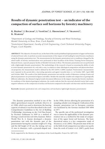 Results of dynamic penetration test - Agricultural Journals