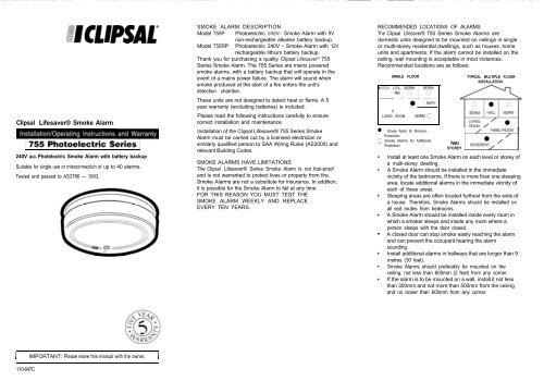 Clipsal Lifesaver® Smoke Alarm
