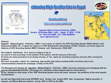 Obtaining High Quality data in Egypt - WMO