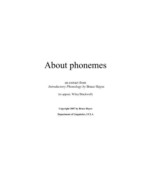 Introductory Phonology - UCLA Department of Linguistics