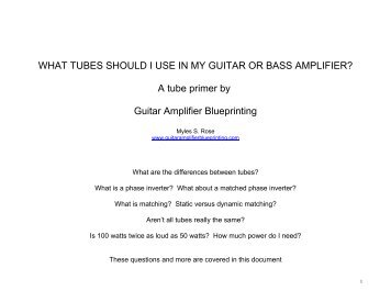 What Tubes Should I Use In My Guitar - Guitar Amplifier Blueprinting