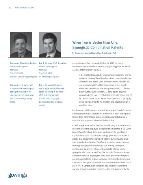 When Two is Better than One: Synergistic Combination ... - Gowlings