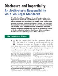 Disclosure and Impartiality: An Arbitrator's Responsibility vis-à