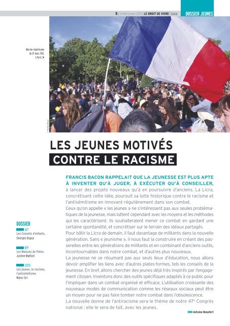 LES JEUNES MOTIVÉS CONTRE LE RACISME