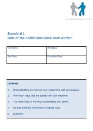 Standard 1 Role of the health and social care ... - CIS Assessment